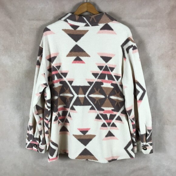 SANCTUARY Women's Aztec Fleece Shirt Jacket Shacket Size 1X - Picture 6 of 9